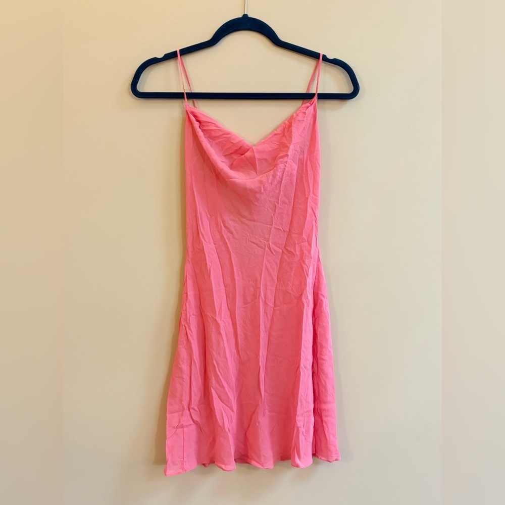 Vintage Y2K Victoria’s Secret Pink Sheer Silk Drape Nec Slip Dress Chemise Teddy